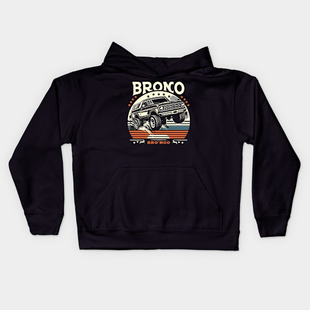 Retro Bronco Kids Hoodie by Rizstor